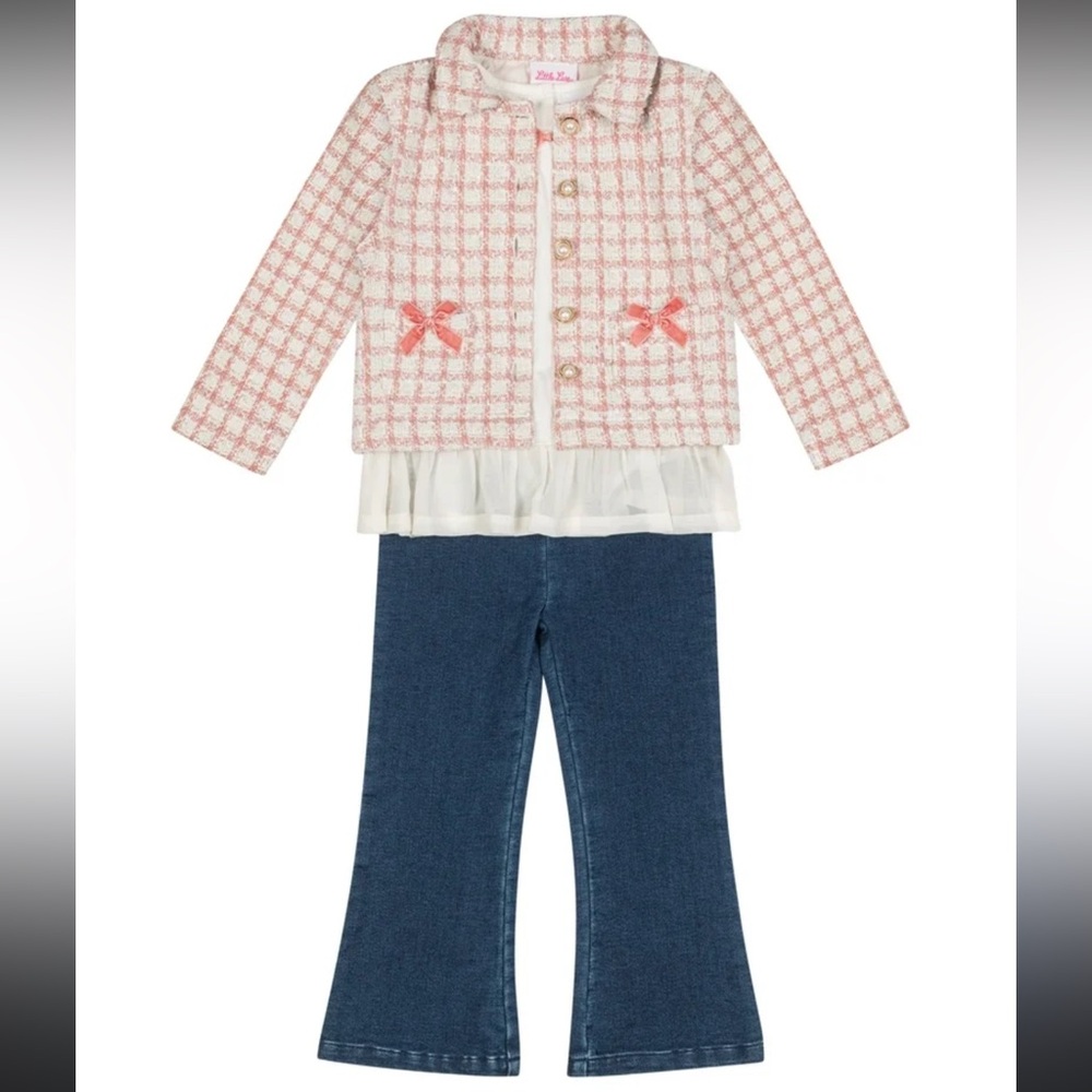 Little Lass Pink and White Outfit Set